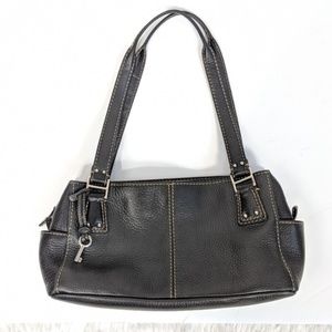 FOSSIL Black Pebbled Leather Shoulder Bag